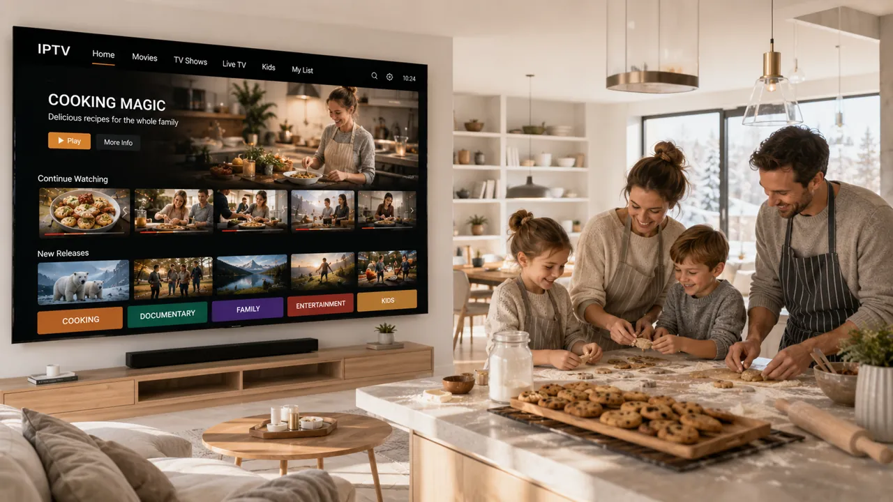 Przeglądanie listy kanałów IPTV według kategorii z wyszukiwarką na telewizorze Smart TV