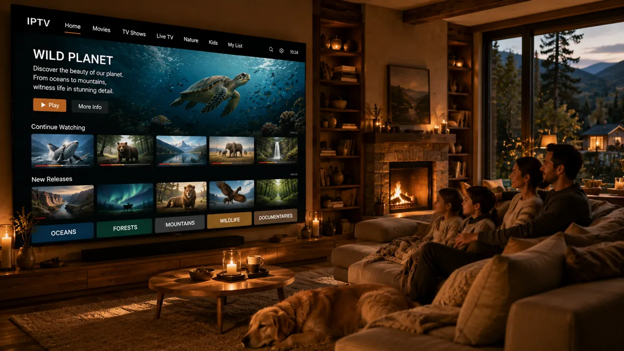 Przeglądanie przewodnika po programach i kategorii treści na telewizorze Smart TV w domowym zaciszu